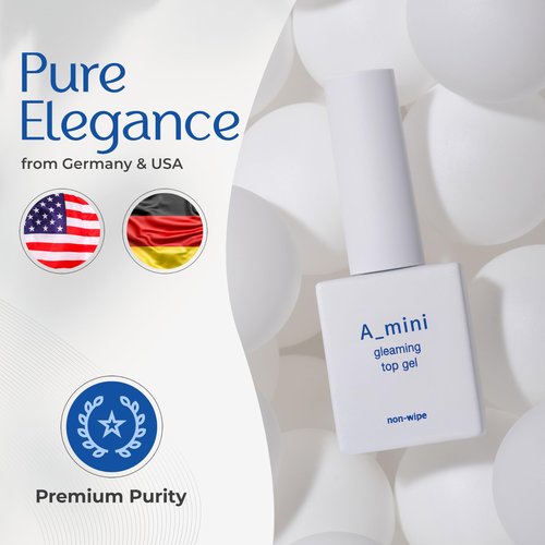 A_mini Top Coat Nail Polish, Gel Top Coat, No Wipe, High Shine, Chip-Resistant, UV Resistant, DIY Nail Art, 0.34 fl oz