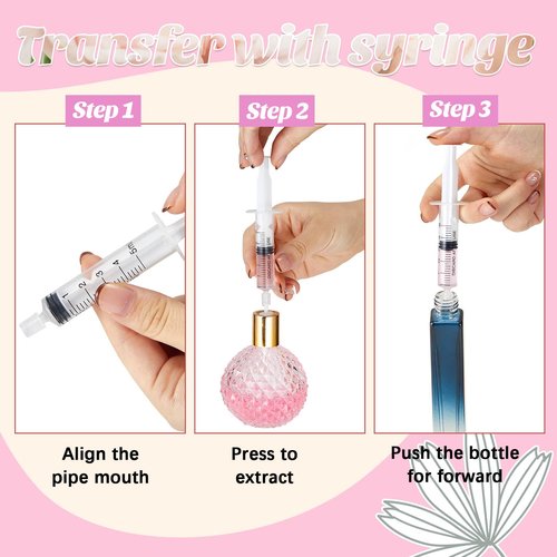 Geiserailie 50 Pcs Perfume Refill Pump Tools Perfume Dispenser Transfer Kit Include Funnels, Dispenser Pumps, Syringes, Droppers and Squeeze Droppers for Liquid Small Atomizer Bottle