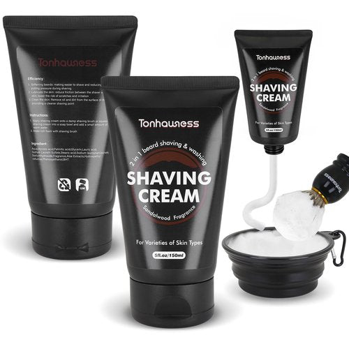 Travel Shaving Brushes Kit For Men, 4 In 1 Shaving Brush Set With Badger Hair Shaving Brush, Shaving Brush Case, Shaving Cream and Foldable Shaving Bowl For Trip