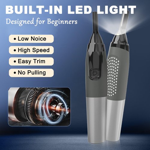 Electric Eyebrow Trimmer for Women, Nose Hair Painless Razor Removal for Men, Mini Epilator for Bikini, Remover for Face, Eye Brow, Nose Hair, Ear Hair, Chin, Peach Fuzz, Lips, Arms, Body (Black)