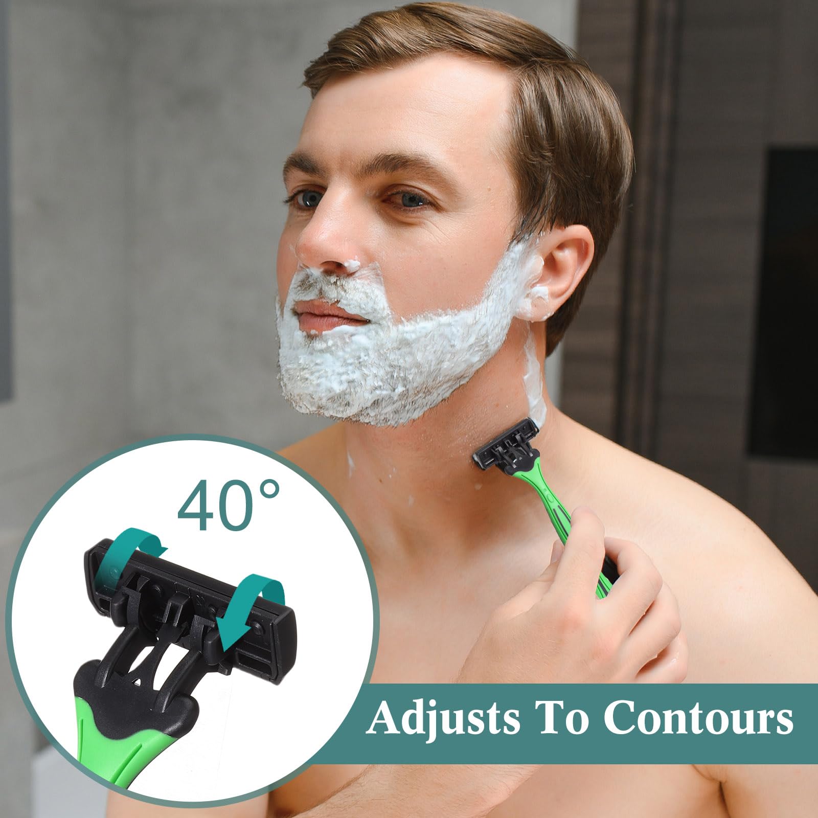 Wovnet 32 Pcs Men's Disposable Razors Bulk 3 Blade Shaving Razors for Sensitive Skin Comfortable Head Shave Easter Gifts