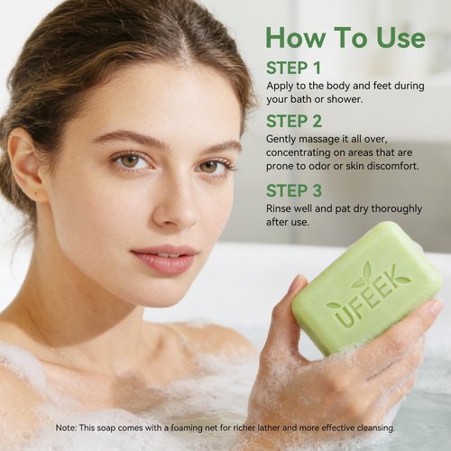 UFEEK Tea Tree Oil Antifungal Soap – Cleansing & Soothing Care for Face & Body, Relieve Itchy Skin, Suitable for Ringworm, Jock Itch & Athlete’s Foot, 7.1 oz