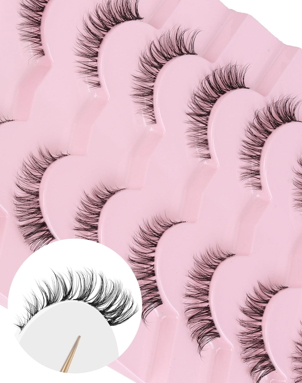 Wispy Cat Eye Lashes Demi Wispies Eyelashes C Curl False Lashes Clear Band Lashes Short False Eyelashes Natural Mink Lashes 7 Pairs