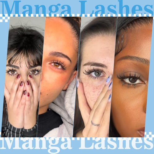 Fairy Lash Clusters Kit Manga Lash Extension Kit Invisible Band Anime Spiky Lash Clusters Eyelash Clusters Kit with Lash Bond and Seal(Fairy Kit-8-18mix)