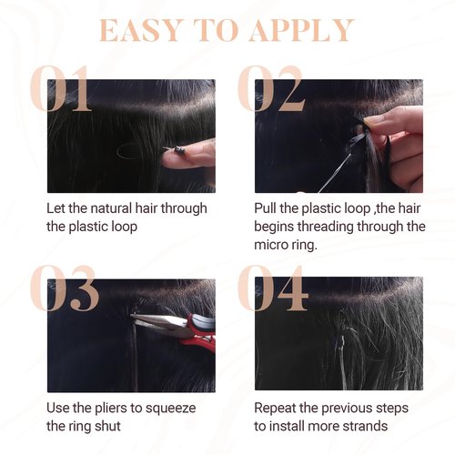 MAXITA Microlink Hair Extensions Human Hair Dark Brown Micro Bead Hair Extensions Real Human Hair, 50g/50 Strands/Pack, 18 In