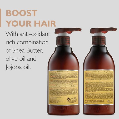 Saryna Key Damage Repair Shampoo & Conditioner Set - Sulfate-Free Moisturizing Hair Care for Dry, Damaged Hair (2 Pack, 500 ml)