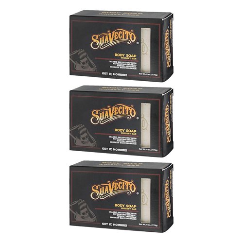 Suavecito Body & Hand Soap Bars - Moisturizing Whiskey Bar Fragrance | 6 oz, 3-Pack
