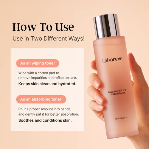 Laboreve PeachMicrobiome 78 PDRN Toner 125ml Milky Toner with 78% Biome for Radiance, Skin Barrier, Soothing Care, Rebalancing Skin, Vegan PDRN & Niacinamide & Panthenol, Korean Skin Care(4.22 fl. oz)
