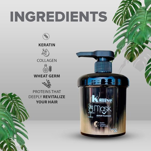 KALIVE Hair Mask - 16 Oz Deep Moisturizing Repair Treatment for Dry, Damaged Hair Care