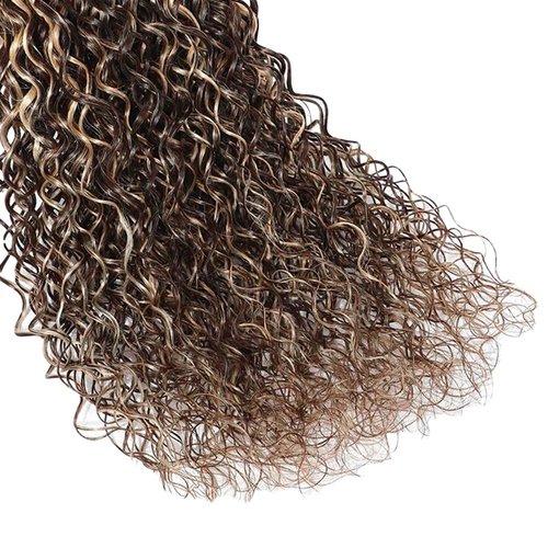 Dokksiiia 10 12 14 Inch Highlight Kinky Curly Bundles P4/613 Ombre Brown Curly Wave Human Hair Bundles Chocolate Brown and Light Blonde Piano Color Mix Brazilian Human Hair Extensions Natural Look