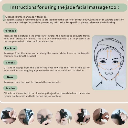 4-in-1 gua sha Tool for face | Jade Facial Massage Tool | Face Lymphatic Drainage Tool | 100% Natural Jade Stone face Sculpting Tool
