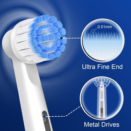 Pro Sensitive Gum Care Replacement Brush Heads Compatible with Oral-B Electric Toothbrushes, 8 Pack High Density Extra Soft Bristles Toothbrush Heads Refill, White