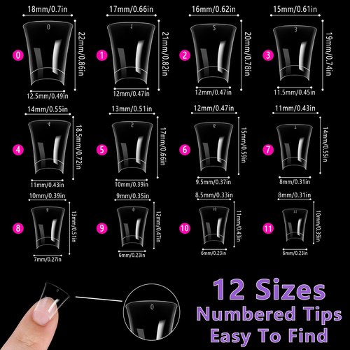Laza 600pcs Short Duck Nail Tips 12 Sizes Box-packed Clear Duck Nails Half Cover Wide Nail Tips French False Nail Tips for Acrylic Nails Extension Tips — 22MM