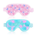 2PCS Cooling Eye Mask Gel Eye Mask, Reusable Hot Cold Therapy cold eye mask for Post Surgery, Puffiness, Dark Circles, Eye Bags, Dry Eyes, Migraines with Soft Plush Backing (Butterfly+Leaves)
