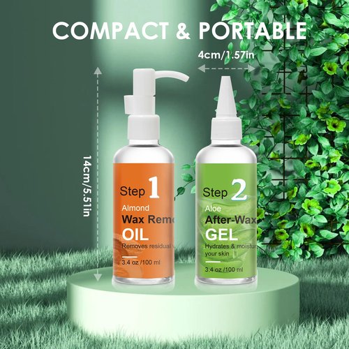 After Waxing Skin Care Kit, Almond Oil For Remove Wax Residue, Post Wax Cooling Aloe Vera Gel For Calm and Soothing Skin, 2 Bottles Hair Removal Waxing Kit for Women 3.9oz/100ml