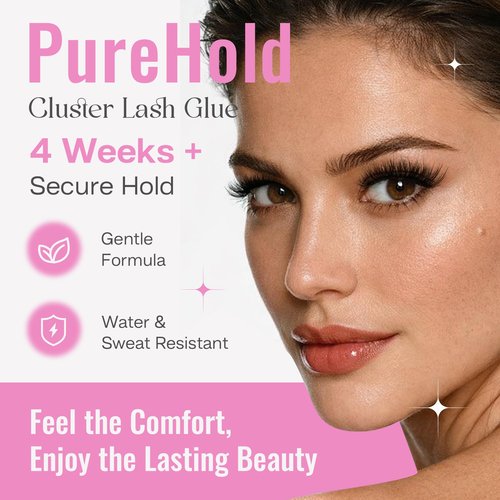 CALAILIS Lash Cluster Glue, Strong Hold Long Lasting 4+ Weeks Cluster Lash Glue Waterproof Semi-Permanent Eyelash Extension Adhesive Open Eyes for Professional Use (5ml)