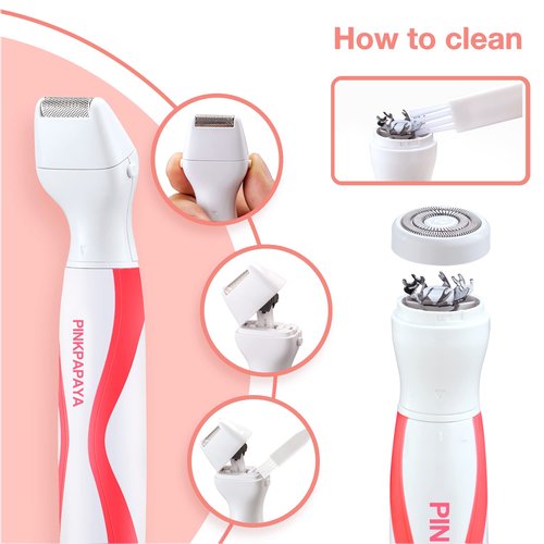 Pinkpapaya Electric Bikini Trimmer for Women,4 in 1 Electric Shaver,Bikini Line Hair Removal and Facial Hair Remover,Face Razors & Nose Hair Trimmer,Women's Grooming Kit,Tomato/p9k8