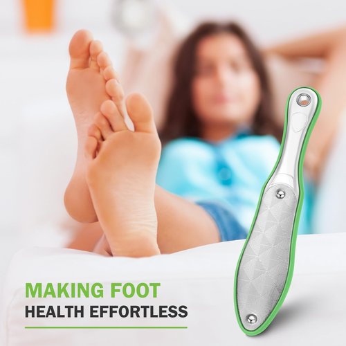BEZOX Foot Scrubber for Dead Skin(1PCS) - Double Sided Feet File Callus Remover, Heavy Duty Stainless Steel Heel Scraper, Cracked Heel Repair - Green