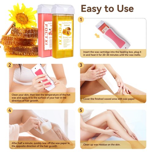 FOCTXI Roller Waxing Kit for Women's Sensitive Skin, 2 Ounce, Hair Removal for Legs