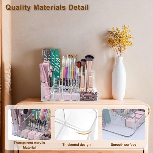 ANRUI Nail Drill Holder, 28 Holes Acrylic Nail Drill Bit Holder, Professional Nail Drill Organizer Case and Storage Box for Manicure Tools - Transparent (Not included Tools)