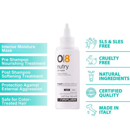 NAPURA O8 Intense Moisture Hair Oil Treatment Mask - Nourishes & Restores Dry, Damaged Hair (5.07 fl oz)