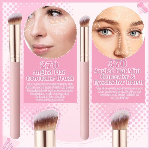 5Pcs Angled Foundation Brush Concealer Brush Multifunction Makeup Brushes Set Angled Contour Brush 170S,270S,370S for Concealer,Foundation,Powder,Eyeshadow,Contour