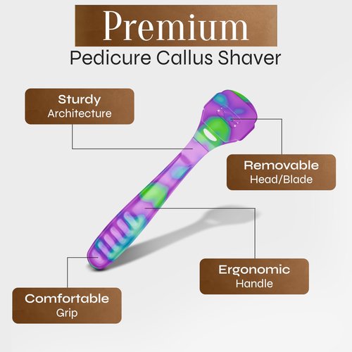 Facón Professional Callus Shaver Remover with 50 Blades, Pedicure Razor for Feet & Hands, Foot Razor for Callus Removal, Callus Blade Remover, Corn Shaver, Surgical Grade Premium Stainless Steel Tool
