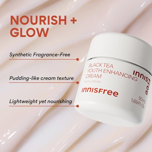 Innisfree Black Tea Youth Cream - Korean Moisturizer with Hyaluronic Acid for Radiant, Firm Skin