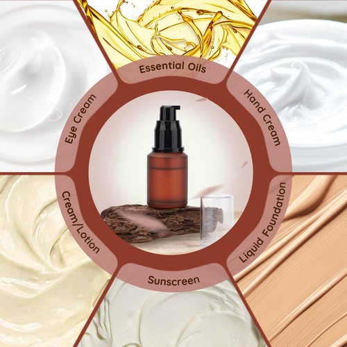 Segbeauty 1oz Frosted Glass Travel Bottles for Toiletries in Mixed Color, 3 Pack Empty Travel Size Pump Bottle Cream Lotion Container, 30ml Small Refillable Makeup Pump Dispenser Cosmetic Containers