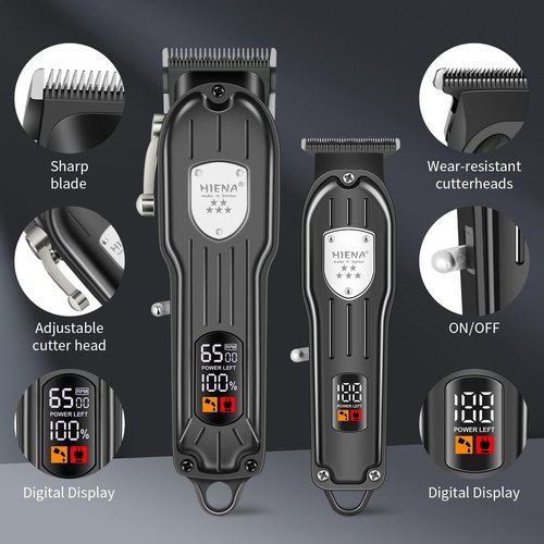 HIENA PRO Professional Hair Clippers for Men Rechargeable Barber Clippers & Trimmers Set, Cordless Hair Clippers Kit with LCD Display, Gifts for Men