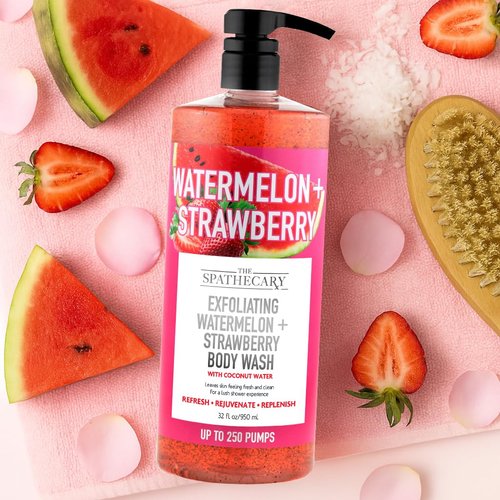 Skiennix Exfoliating Body Wash - Watermelon & Strawberry Coconut Scrub for Smooth Skin | 32 oz, Cruelty-Free