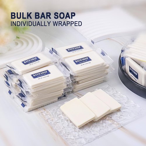 SLequipo 200 Pack Bulk Bar Soap, 14g Mini Soap Bars Bulk Individually Wrapped, 0.5 oz Travel Soap Small Hotel Soaps Travel Size Toiletries for Hotel Bathroom