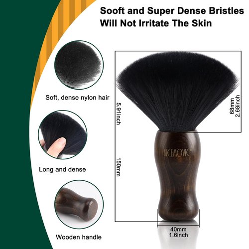 NICEMOVIC 3-in-1 Barber Neck Duster Brush Set - Professional Hair Cutting & Styling Tool | Brown & Black