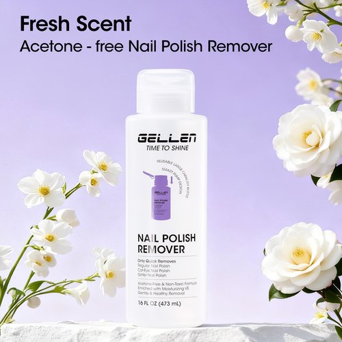 Gellen Nail Polish Remover: 16 Fl.Oz Non Acetone Nail Polish Remover with Pump Head, Salon Size Quick Dry Nail Polish Removal, 3s Gentle & Fast Remover with Vitamine E