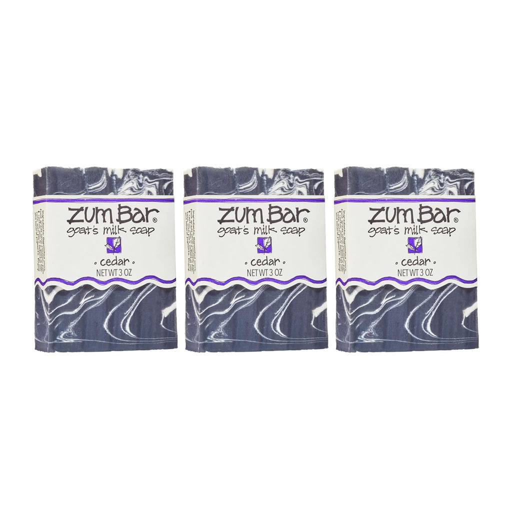 Zum Indigo Wild Goat's Milk Soap Bar - Nourishing Essential Oil Soap for Hands & Body - Cedar Scent, 3 oz (3 Pack)