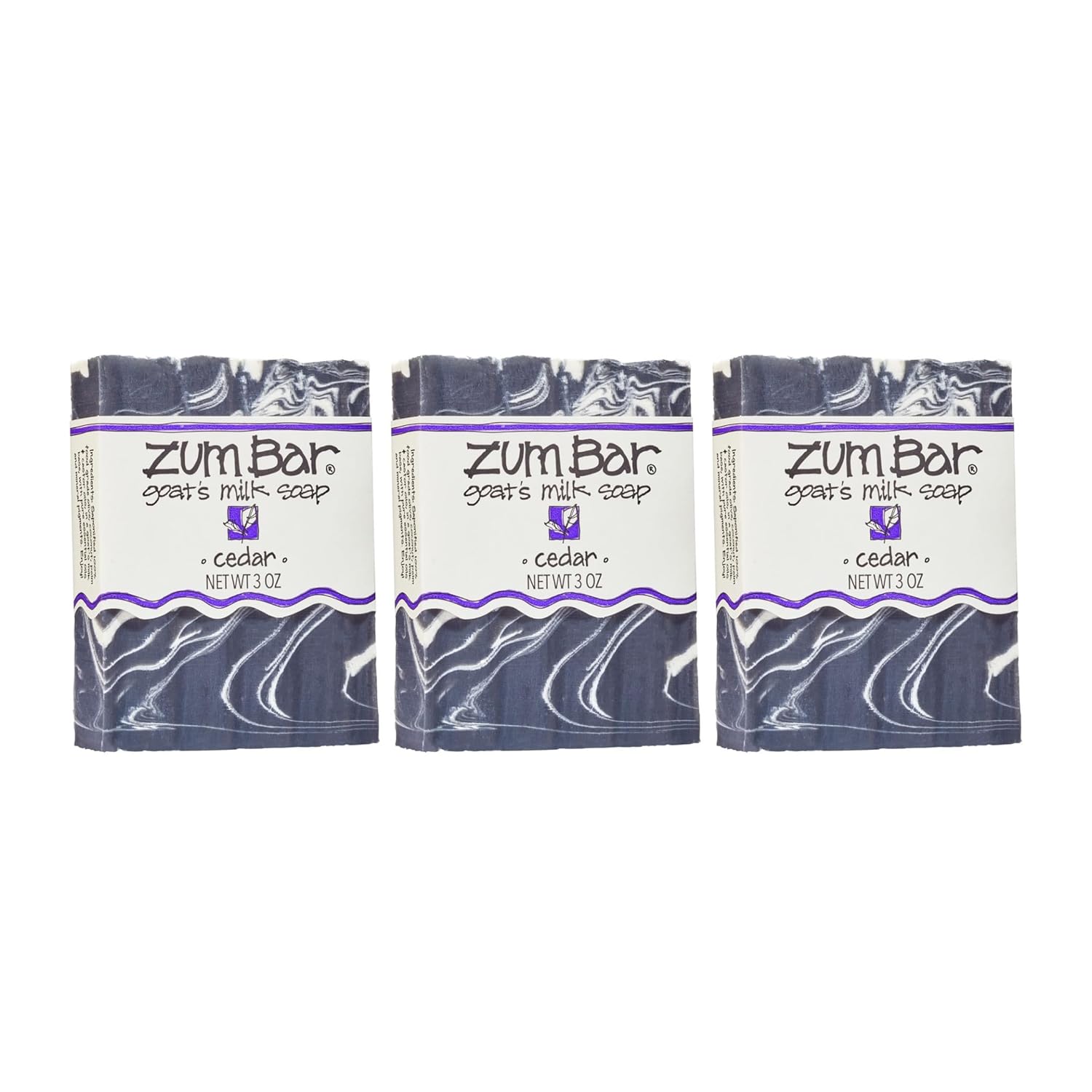 Zum Indigo Wild Goat's Milk Soap Bar - Nourishing Essential Oil Soap for Hands & Body - Cedar Scent, 3 oz (3 Pack)