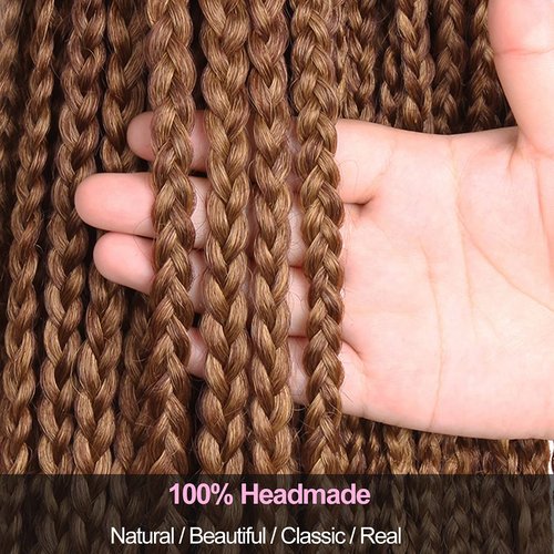Unionbeauty 8Packs 30Inch Goddess Box Braids Crochet Hair Pre-looped Knotless Box Braids Medium Hair For Black Woman Crochet Braids Hair Synthetic Ombre Braiding Hair Extension 18Strands/Pack #53