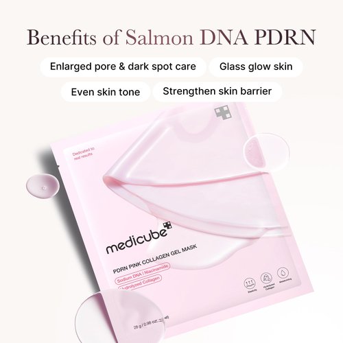 medicube Jelly Gel Mask with Salmon DNA PDRN Pink Collagen | Overnight Face Mask for Glass Glow Skin | Elasticity, Hydrating, Firming and Moisturizing | Korean Skincare, 28g x 4ea