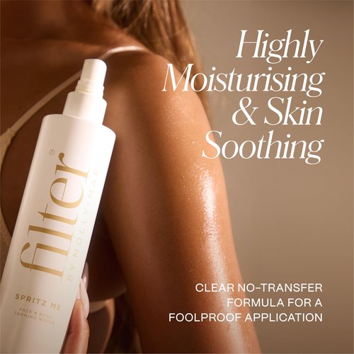 Filter by Molly-Mae Spritz Me Tanning Water | Moisturizing Self Tanner | Golden, Streak-Free Glow | Natural-Looking Sunless Tan | Fast Developing | Long-Lasting | Clear & Oil-Free | 200ml