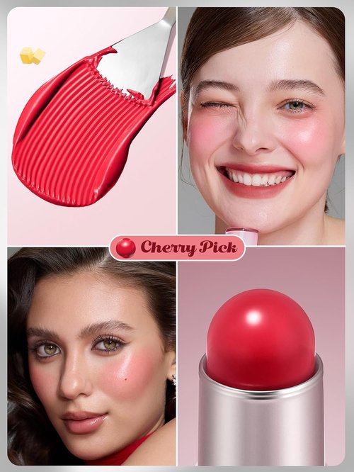 SheGlam Buttery Bliss Blush Stick - Creamy Cherry Pick Color for Flawless Cheeks