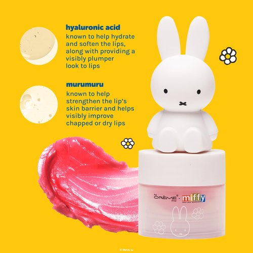 The Crème Shop Miffy Tinted Lip Balm with adorable Miffy cap, with Hyaluronic Acid and Murumuru to moisturize, soften and visibly improve chapped or dry lips - Rare Rose