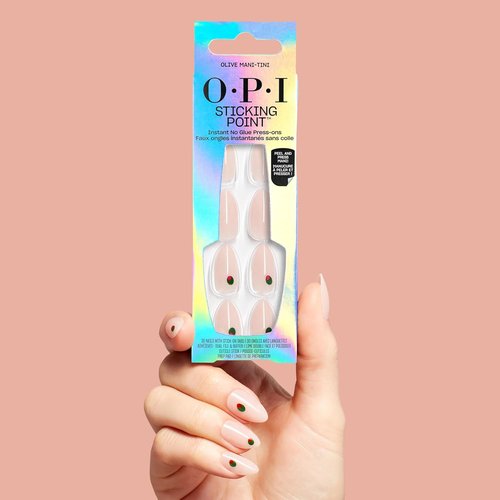 OPI Sticking Point - Instant No Glue Press On Nails | 30 Count with Adhesive Tabs | Short Round, Almond & Squoval Shapes