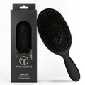 TONY ODISHO Professional Paddle Hair Brush – Cushion Brush with Tourmaline Nylon and First Cut Boar Bristles for Gentle Detangling & Natural Shine (Black, Large)