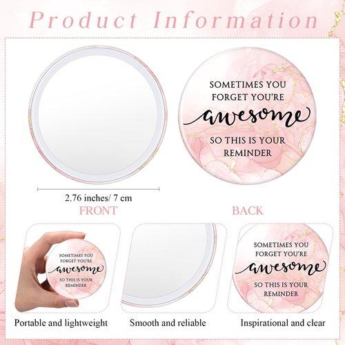 Beeveer 15 Sets Pink Thank You Gifts for Women, Inspirational Gifts Bulk for Female Client Teacher Employee Coworker, Sometimes You Forget You're Awesome Makeup Bags and Compact Mirrors for Party