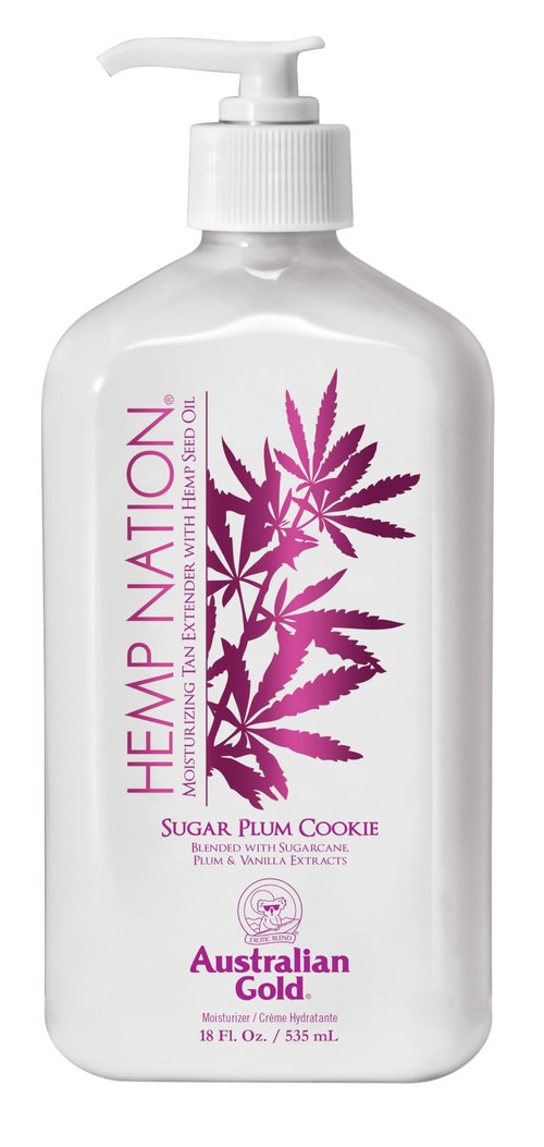 Australian Gold Hemp Nation Sugar Plum Cookie Bundle - Tan Extender Body Lotion (18 FL Oz) and Body Wash (8 FL Oz), Delectable Blend of Sugarcane, Plum, and Vanilla, Pure Hemp Seed Oil