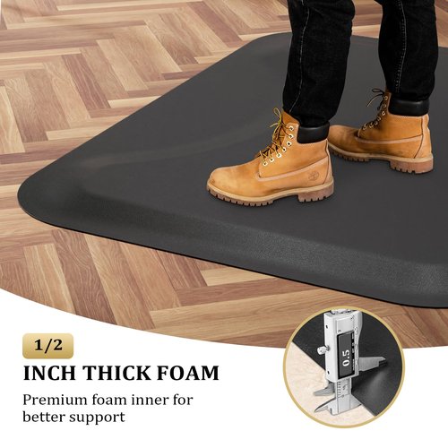 OmySalon Salon Mat for Hair Stylist Anti Fatigue, Thick Barber Chair Mats with Round Cutout Hair Salon Mats for Hairdresser Standing, Barbershop Beauty Spa Hairdressing Equipment