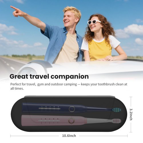 iTokGok Silicone Electric Toothbrush Travel Case, Manual Toothbrush Travel Cover for Men and Women,Toothbrush Holder for Travel,Gym and More, Fits Most Manual and Electric Toothbrushes - Black