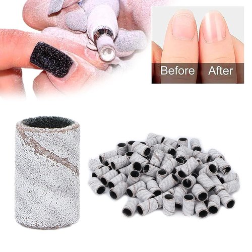 120 Pcs Nail Sanding Bands for Nail Drill, 80#120#180# Grit Nail Sander for Drill and 9 Pcs Nail Drill Bits Sets for Acrylic Nails
