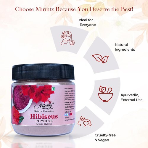 Mirintz Hibiscus Powder, 100 g | Hair Cleansing| Natural| Chemical Free | Pack of 1, Normal