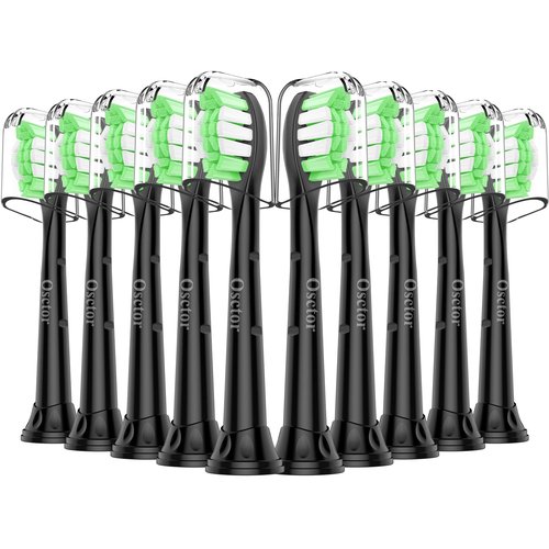 Osctor Fit for Sonicare Replacement Heads, Toothbrush Replacement Brush Heads Compatible with Philips Sonicare Click on Electric Toothbrush, 10 Pack, Black